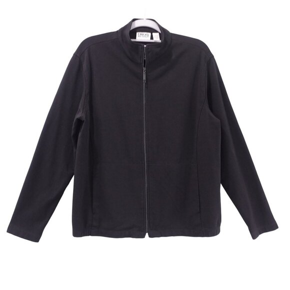 Chico's Design Sweater Sz 2 Black Tencel Blend Full Zip Mock Neck Long Sleeves - Picture 1 of 11